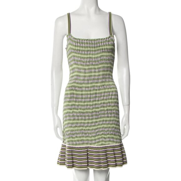 SANDRO, NWT Womens ‘Christie’ Stripe Knit Mini Dress, Vert Green Size FR 40 US 8 - Picture 3 of 14